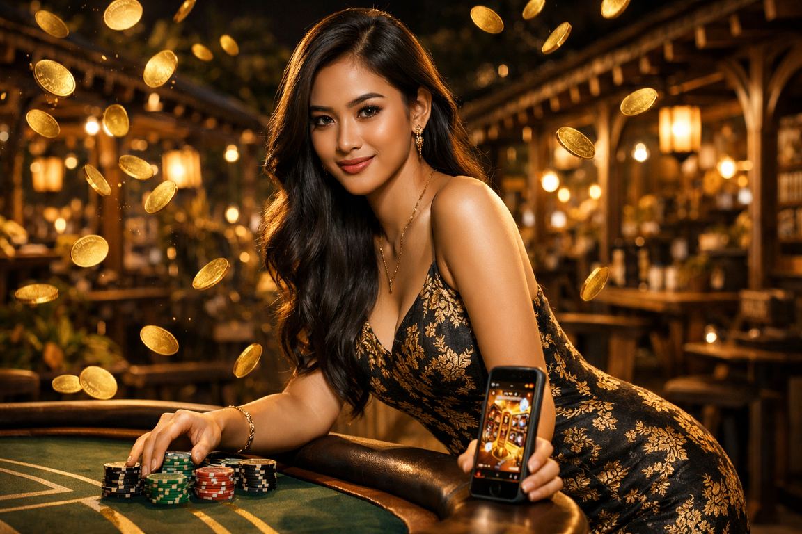 Pengguna mengakses platform kasino mobile sambil menikmati kopi di kafe