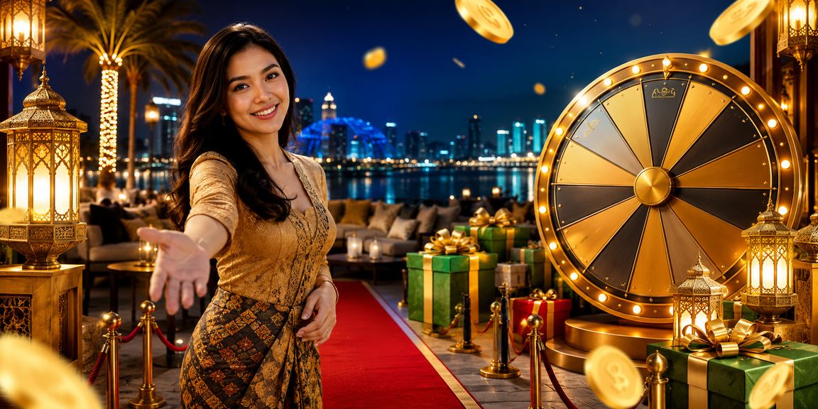 Model Vietnam menunjukkan hadiah undian lucky draw menarik